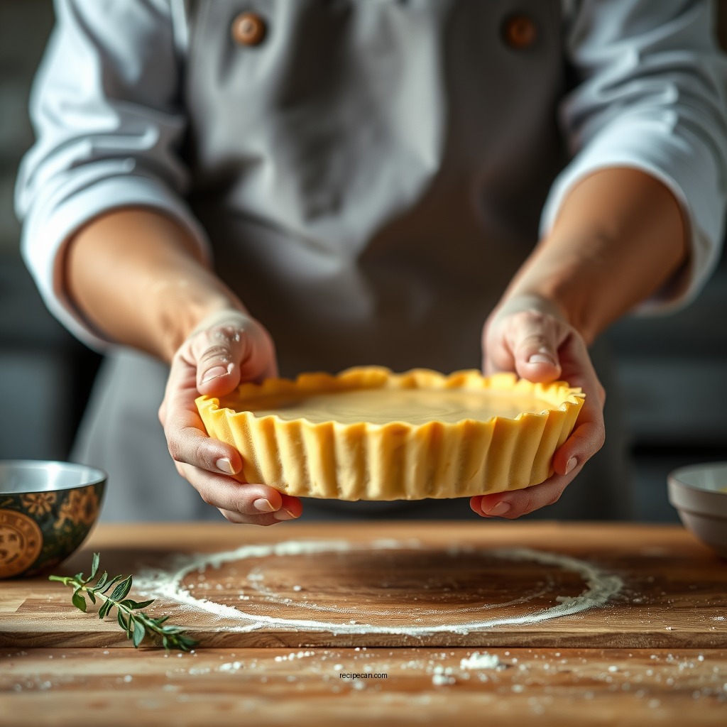 Preparing the Pastry Base - custard recipe tart