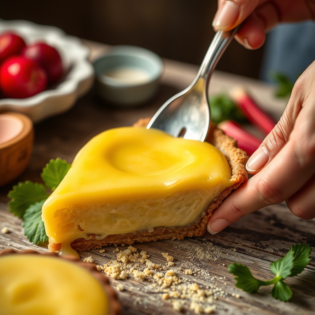 Making the Custard Filling - custard rhubarb pie recipe