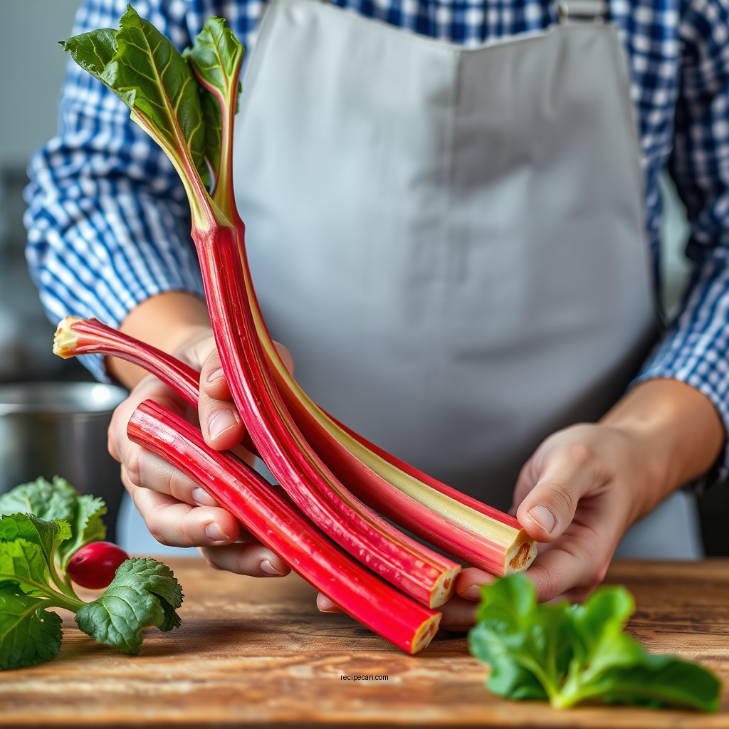 Preparing the Rhubarb - custard rhubarb pie recipe