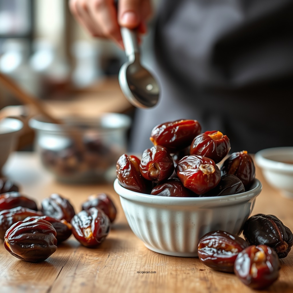 Preparing the Dates - date ice cream recipe