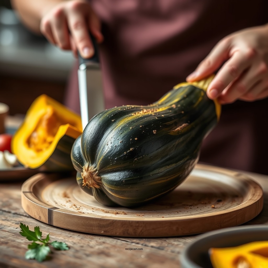 Preparing the Squash - delicata squash recipe roasted