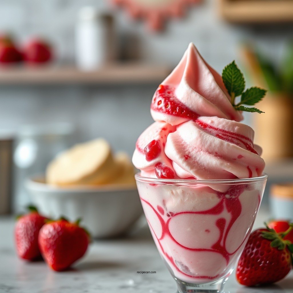 Strawberry Swirl Ice Cream - eagle brand ice cream recipes without eggs