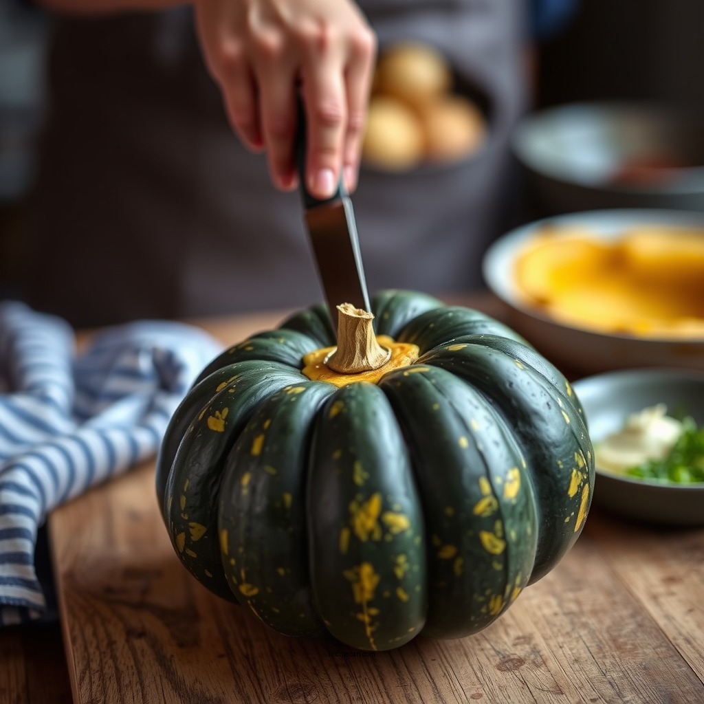 Preparing the Squash - easy acorn squash recipe