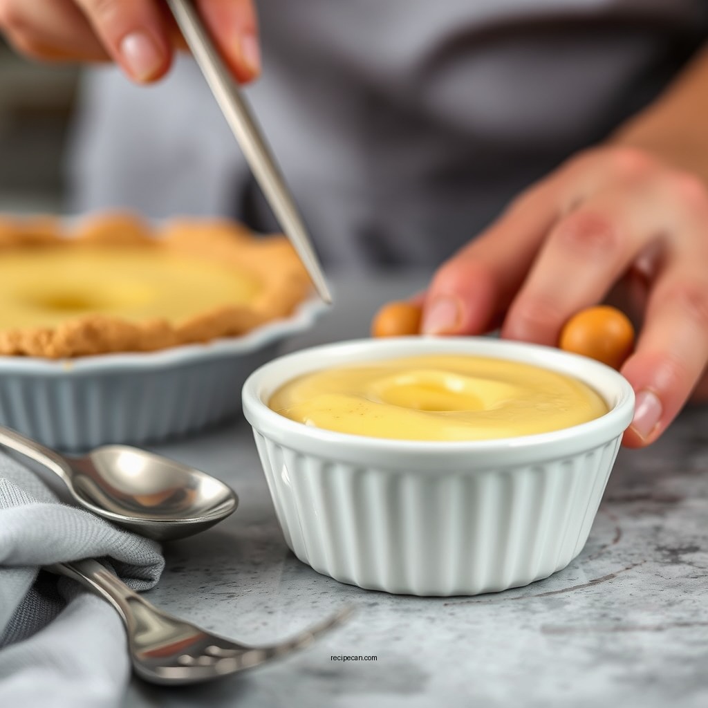 Making the Custard Filling - easy custard pie recipe