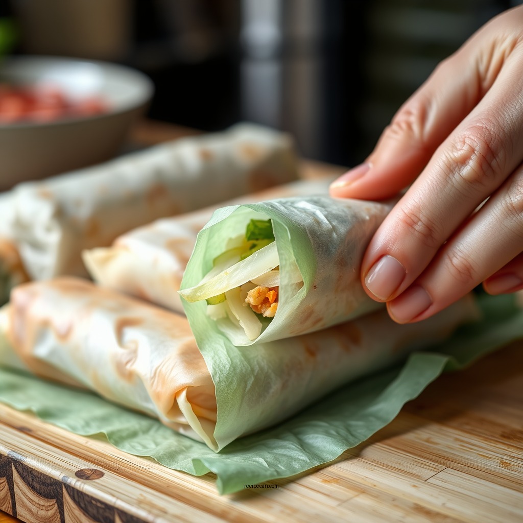 Wrapping the Egg Rolls - easy egg roll recipe