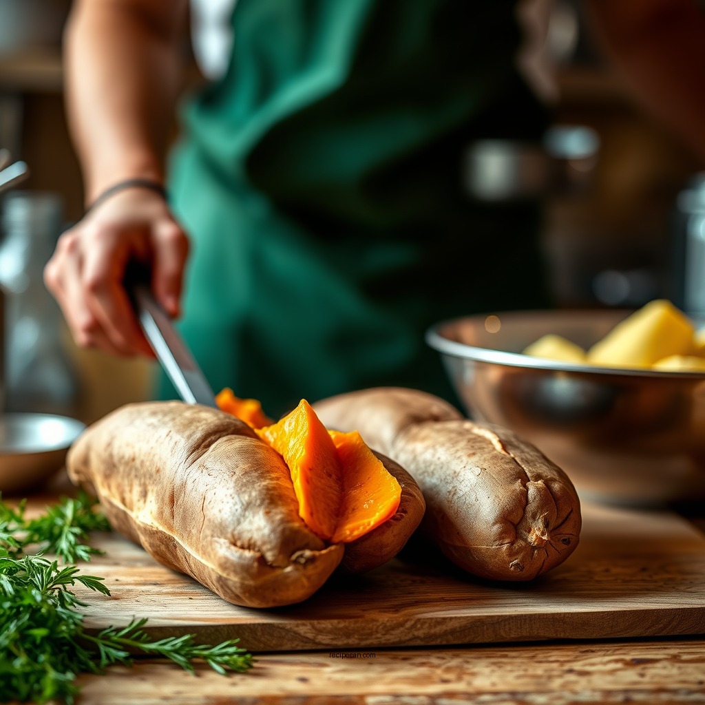Preparing the Sweet Potatoes - easy sweet potato pie recipe