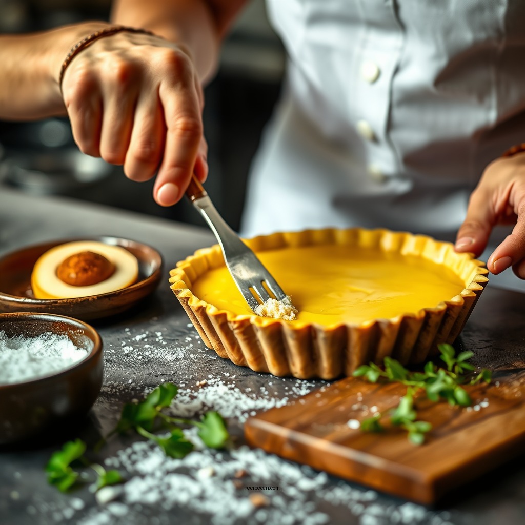 Preparing the Pastry Crust - egg custard recipe tart