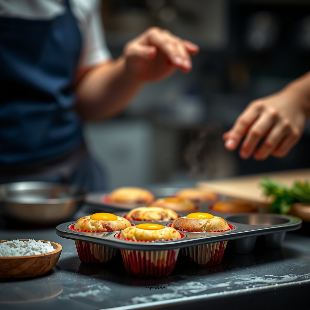 Preparing the Muffin Tin - egg muffins recipe