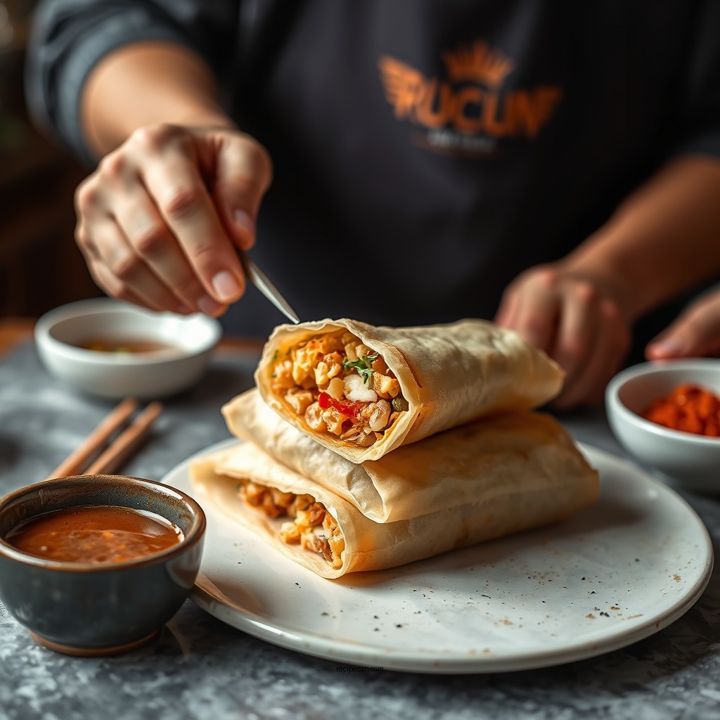 Preparing the Filling - egg roll recipe easy