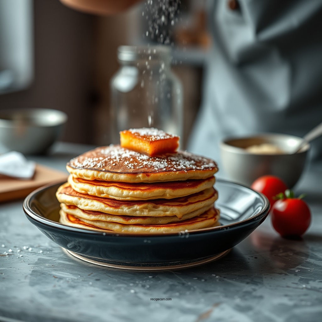 Cooking the Pancakes - eggless pancake recipe