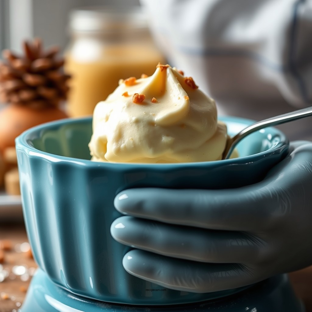 Making the Eggnog Filling - eggnog pie recipe