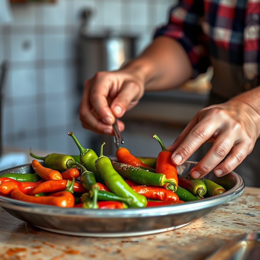 Preparing the Chiles - enchiladas sauce recipe