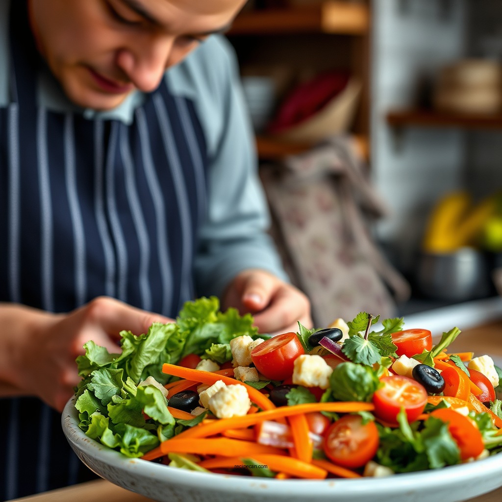 Adding Colorful Veggies - everything salad recipe