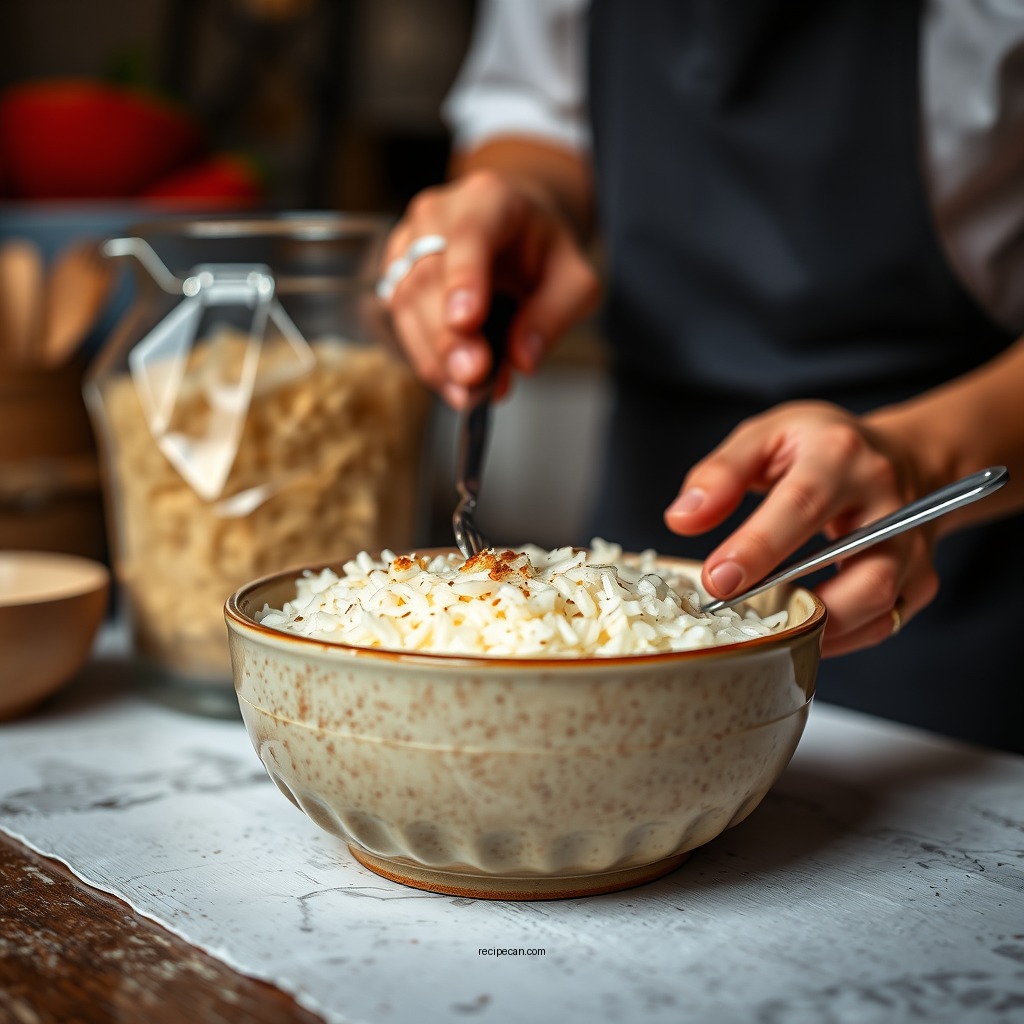 Preparing the Rice - french rice pudding recipe