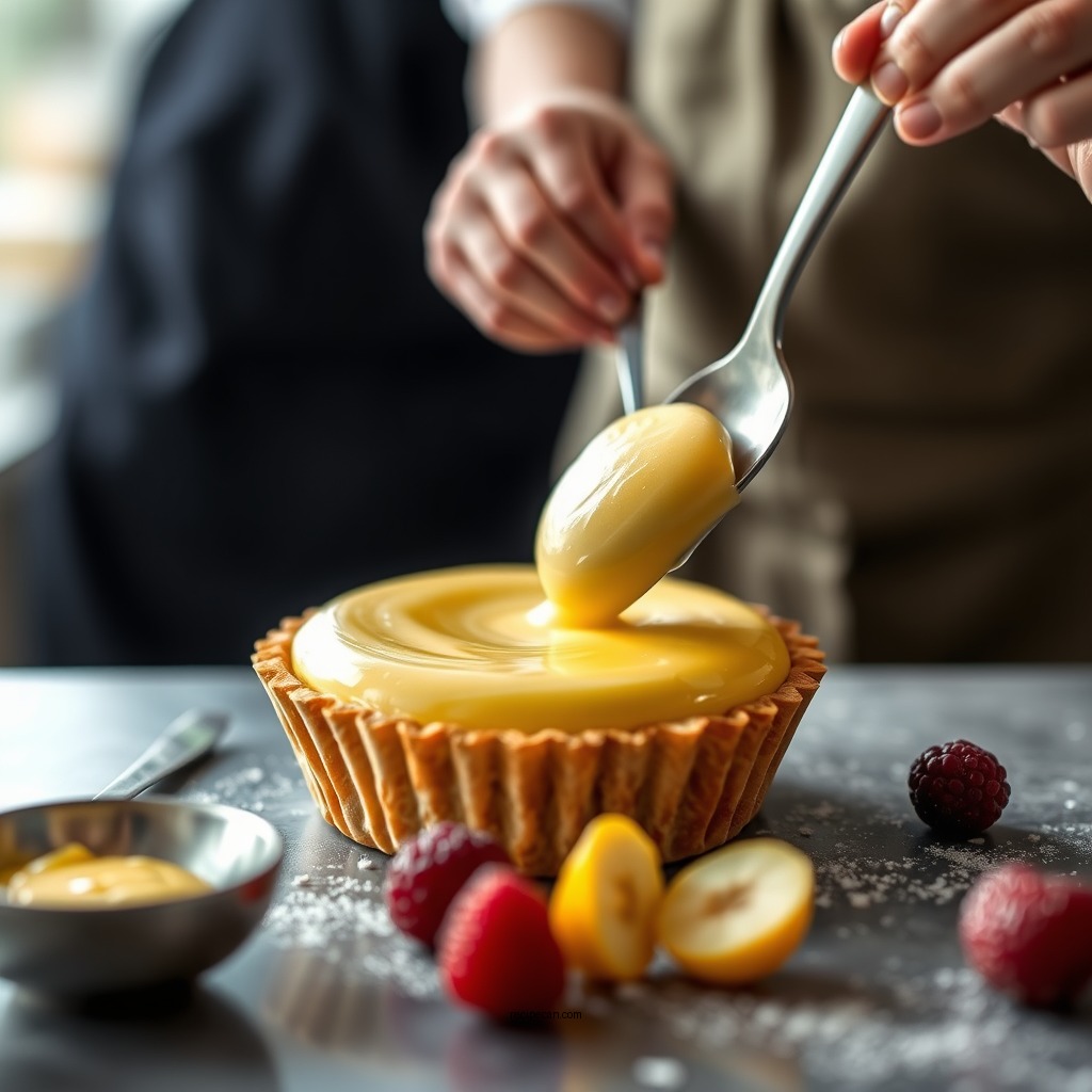 Preparing the Custard Filling - fruit tart recipe custard