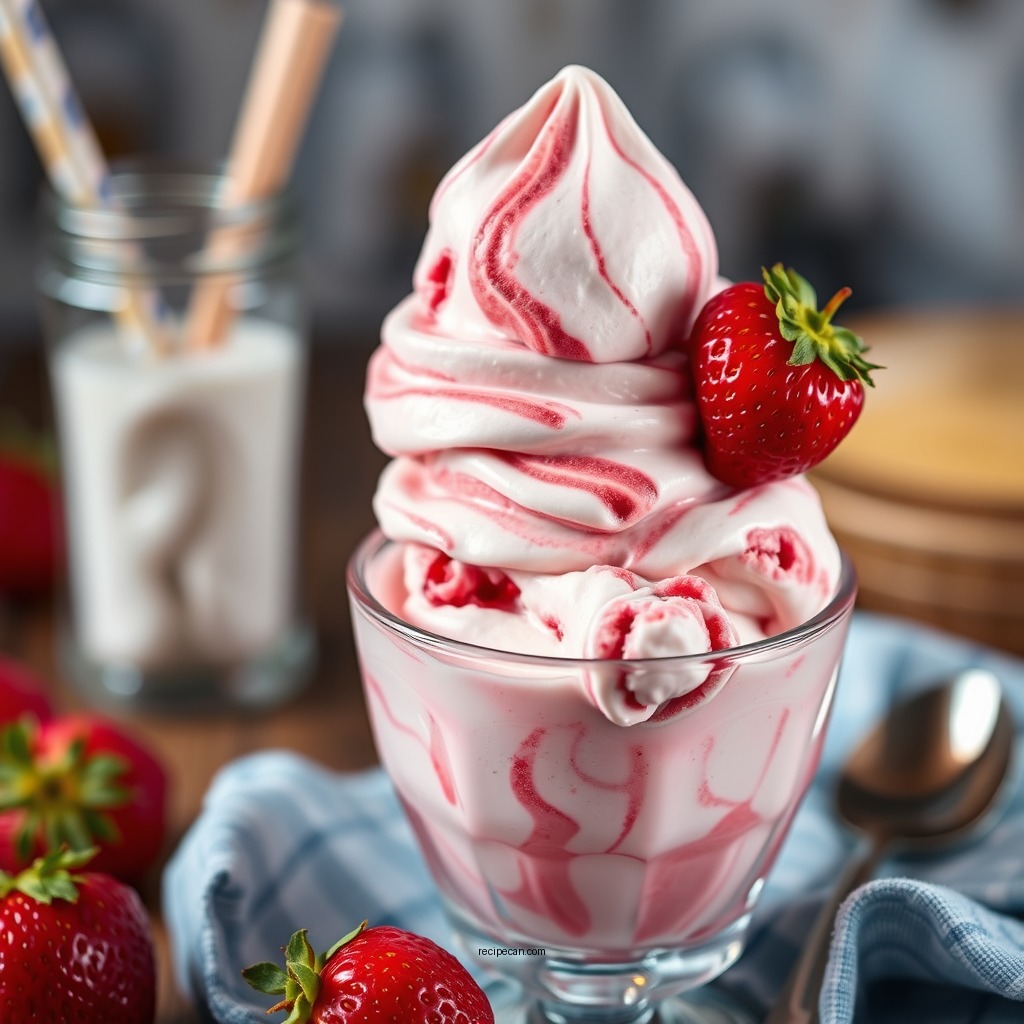 Goat Milk Strawberry Swirl Ice Cream - goat milk ice cream recipes