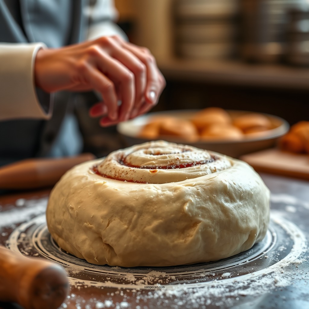 Preparing the Dough - gooey cinnamon roll recipe