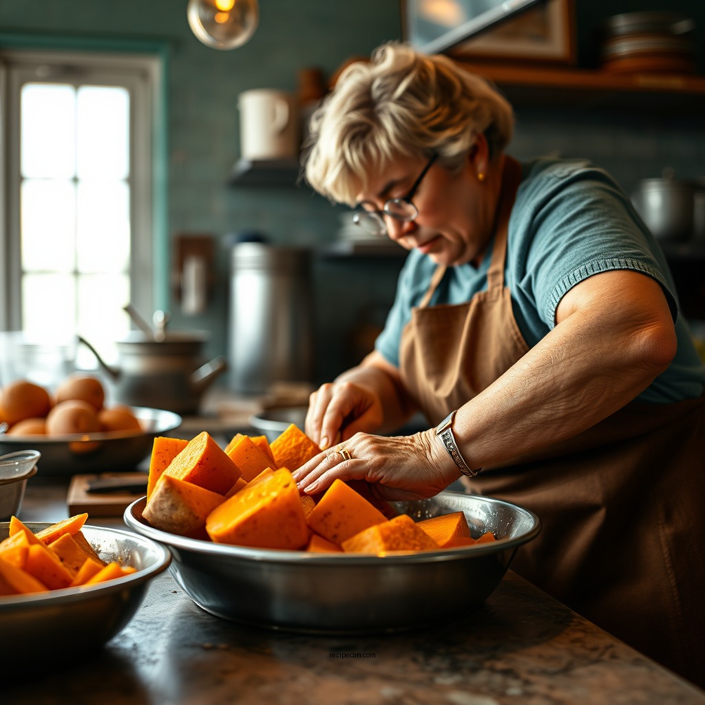 Preparing the Sweet Potatoes - grandma old fashioned sweet potato pie recipe