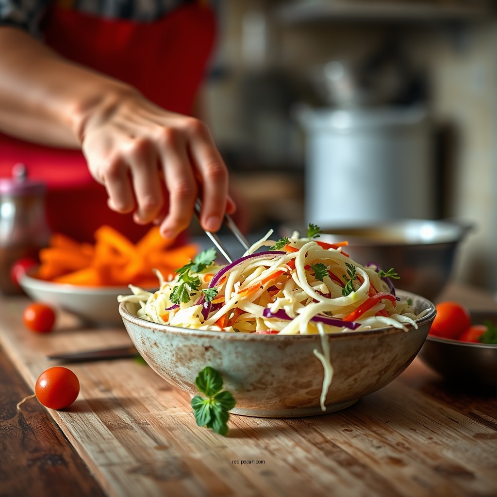 Preparing the Vegetables - great coleslaw recipe