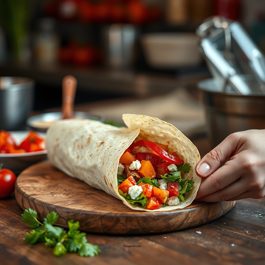 Preparing the Wrap - greek wrap recipe