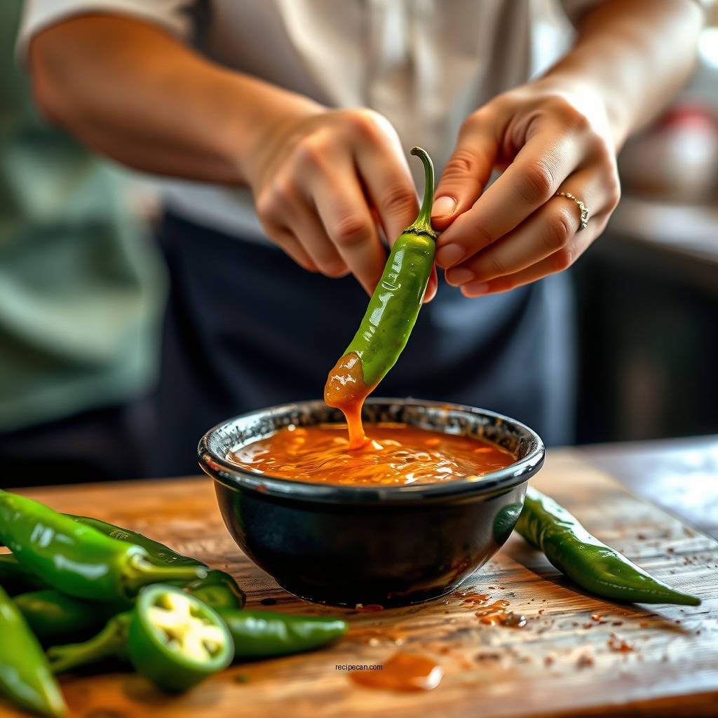 Preparing the Chilies - green chili enchilada sauce recipe