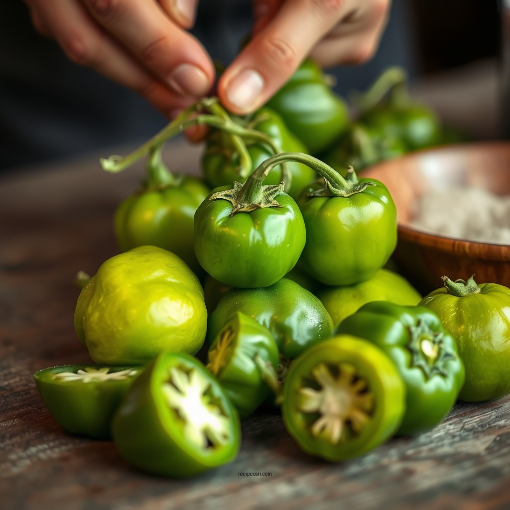 Preparing the Tomatillos - green enchilada sauce recipe