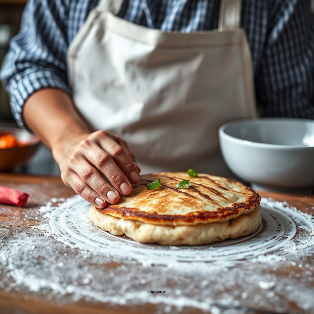 Preparing the Dough - green onion pancake recipe