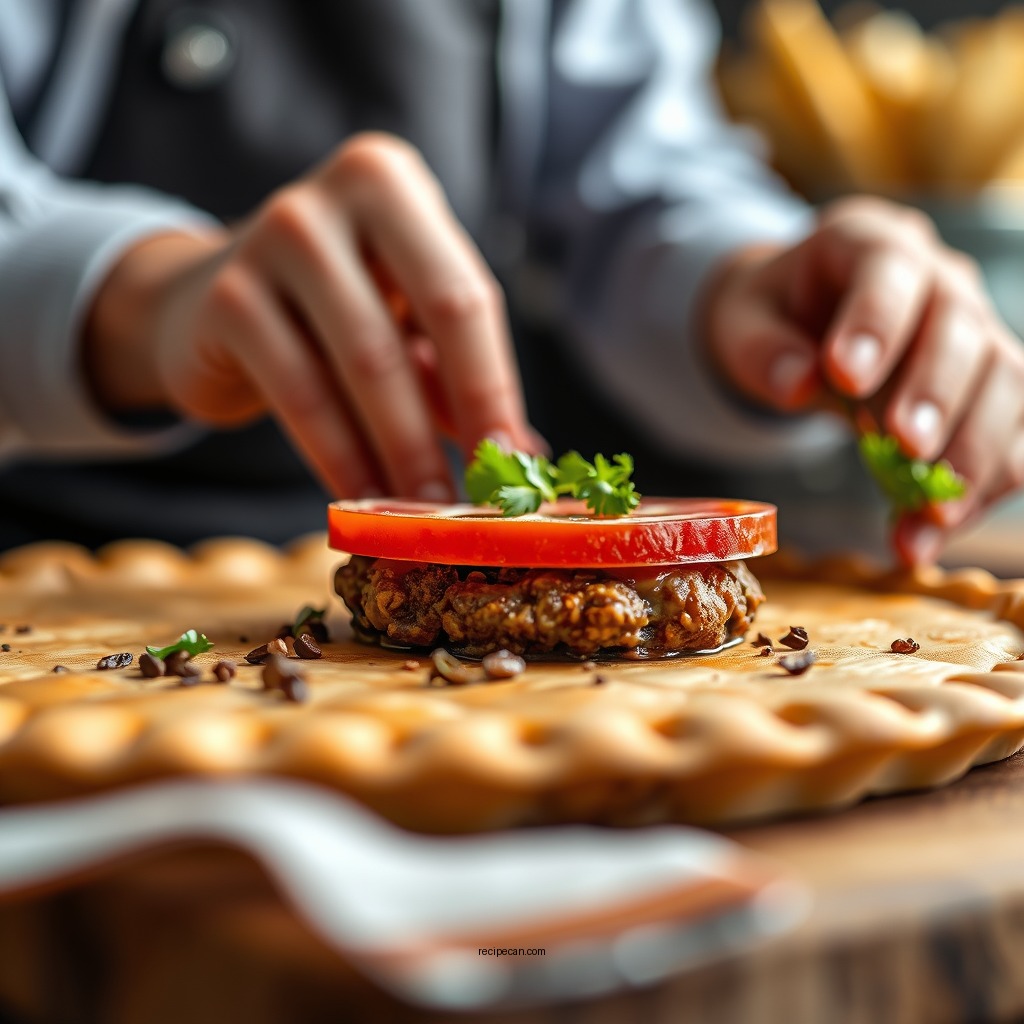 Assembling the Pie - hamburger pie recipe