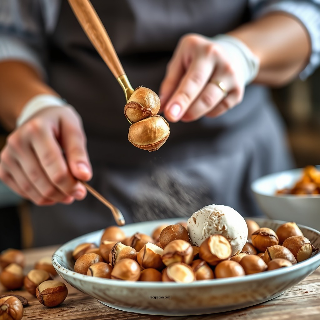 Preparing the Hazelnuts - hazelnut ice cream recipe