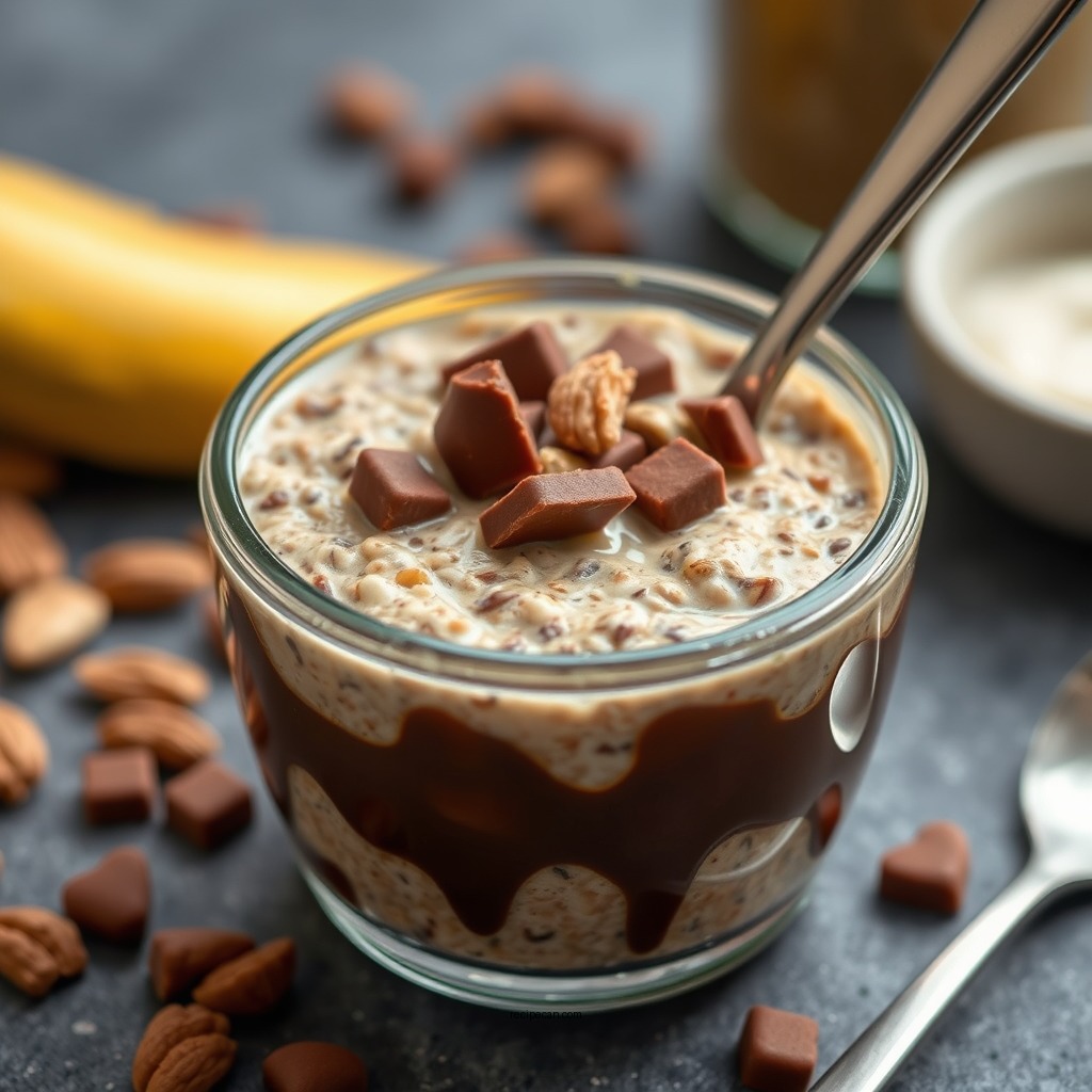 Nut Butter and Chocolate Overnight Oats - healthy overnight oats recipes