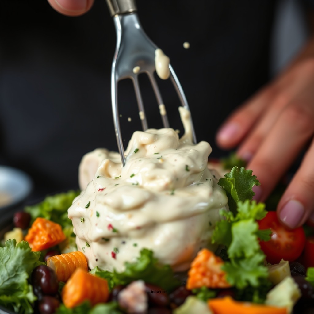 Mixing the Salad - hellmann's chicken salad recipe with mayo