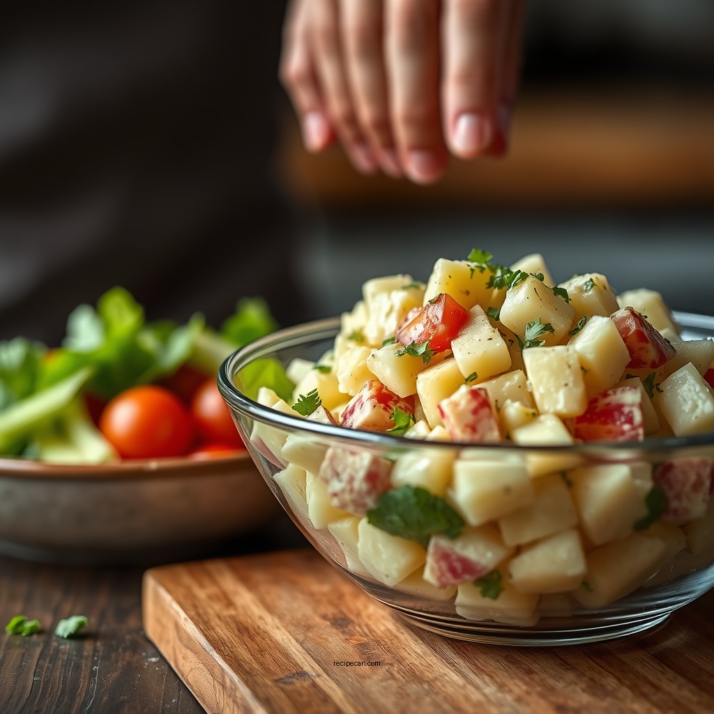 Mixing the Salad - hellmann's classic potato salad recipe