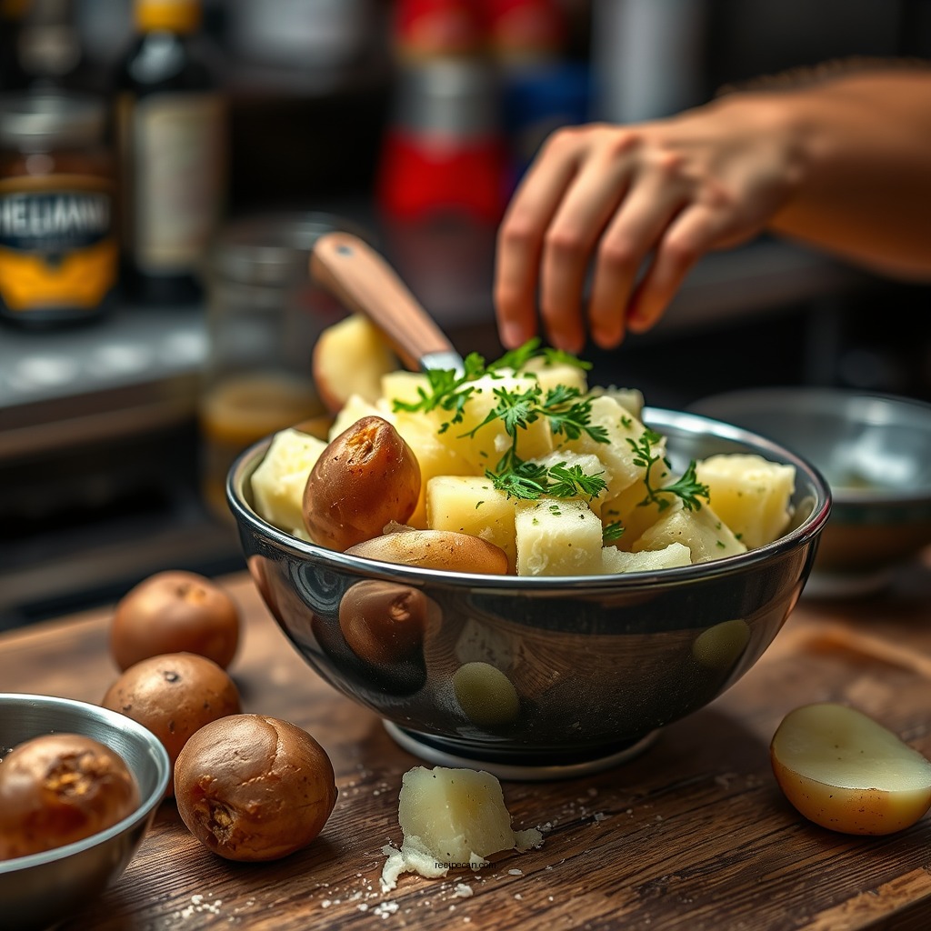 Preparing the Potatoes - hellmann's potato salad recipe