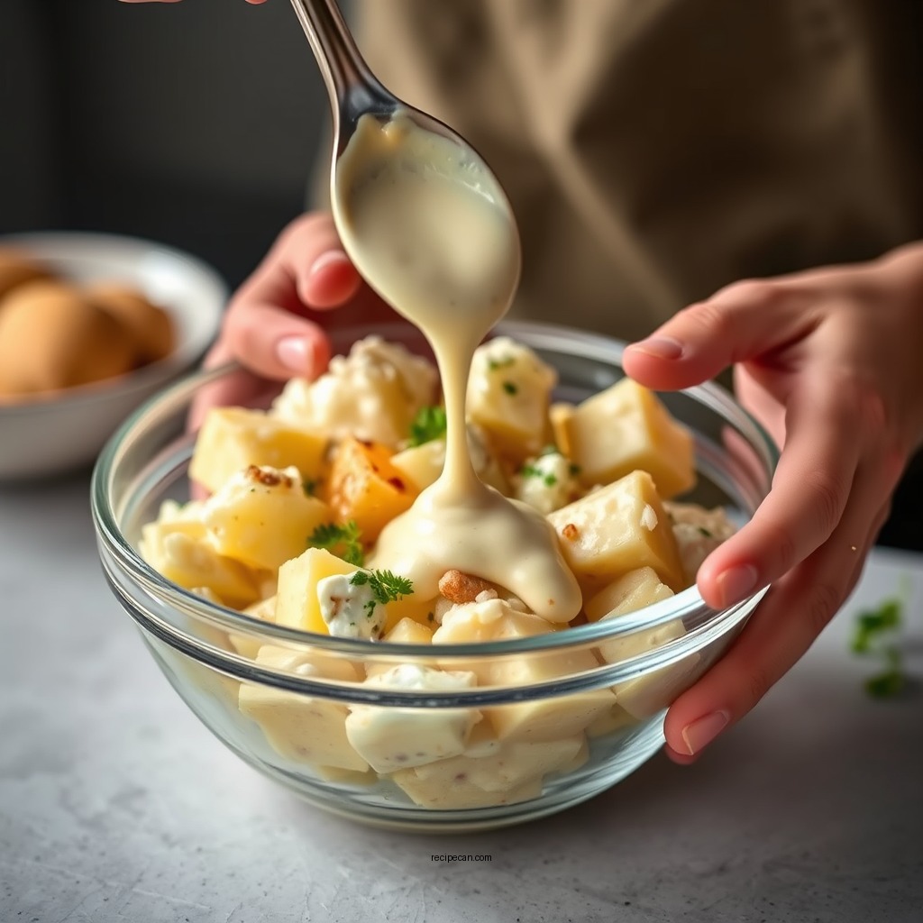 Mixing the Dressing - hellman's mayo potato salad recipe