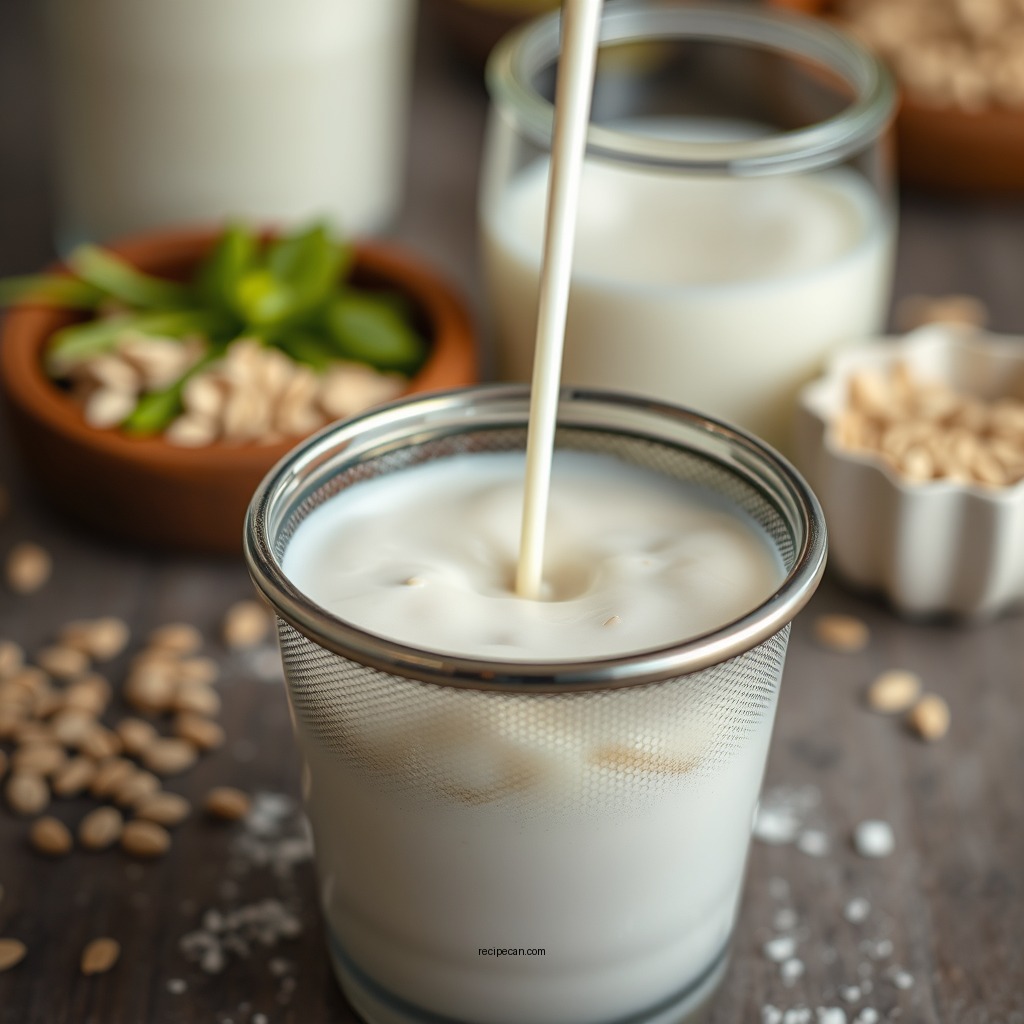 Straining the Oat Milk - homemade oat milk recipe