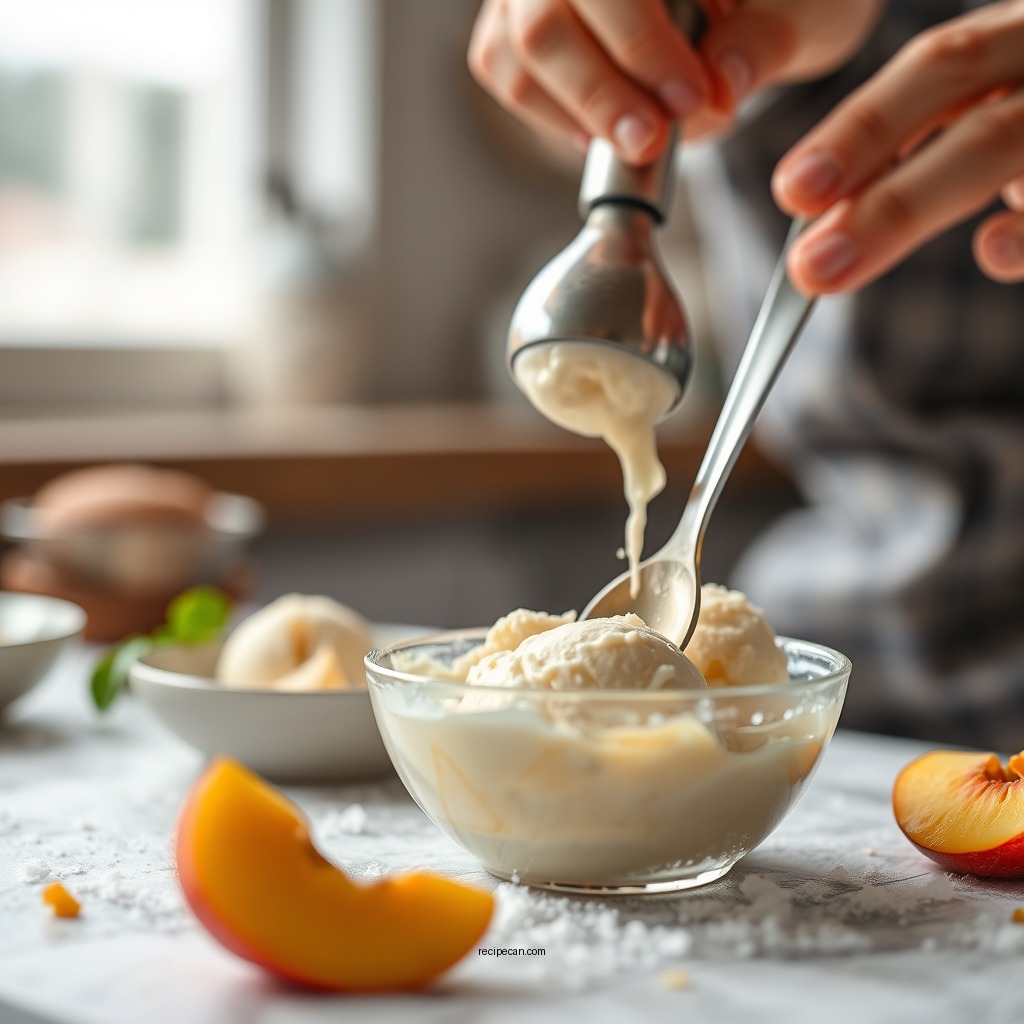 Making the Ice Cream Base - homemade peach ice cream recipe for ice cream maker