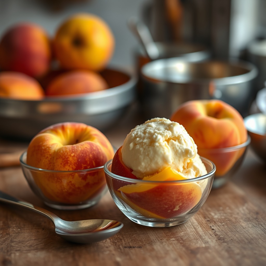 Preparing the Peaches - homemade peach ice cream recipe for ice cream maker