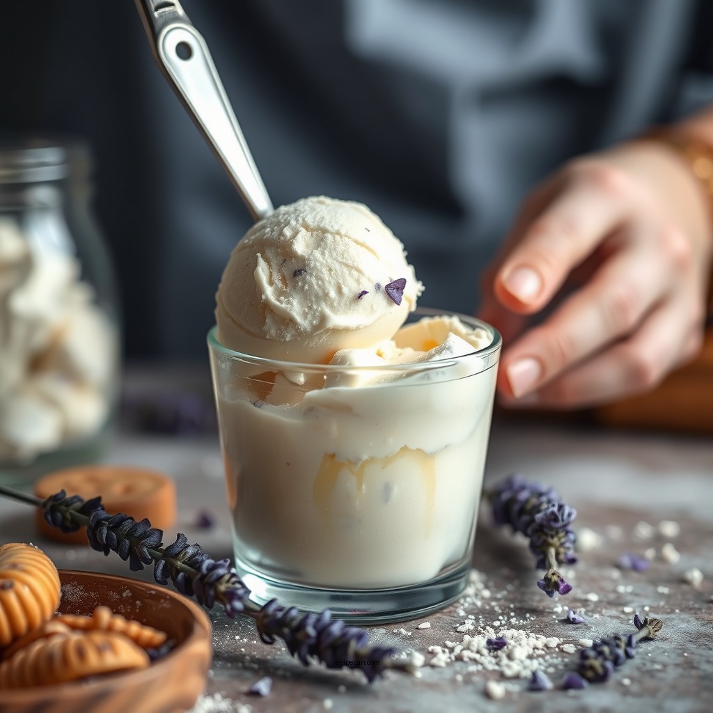 Mixing the Ice Cream Base - honey lavender ice cream recipe