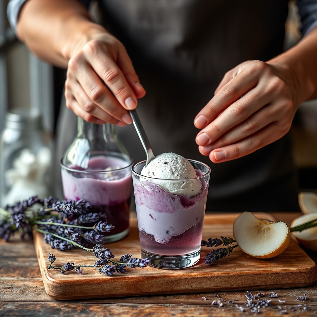 Preparing the Lavender Infusion - honey lavender ice cream recipe