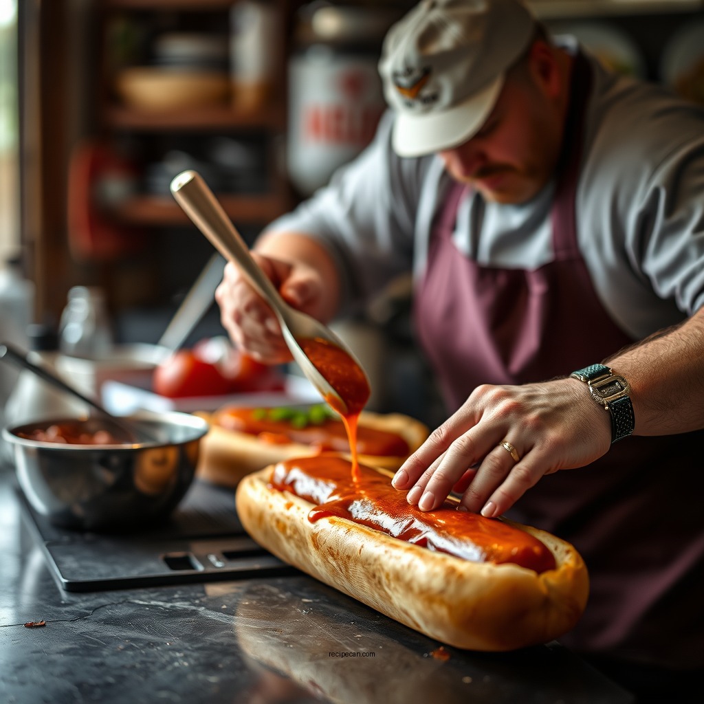 Preparing the Sauce - hot dog sauce recipe