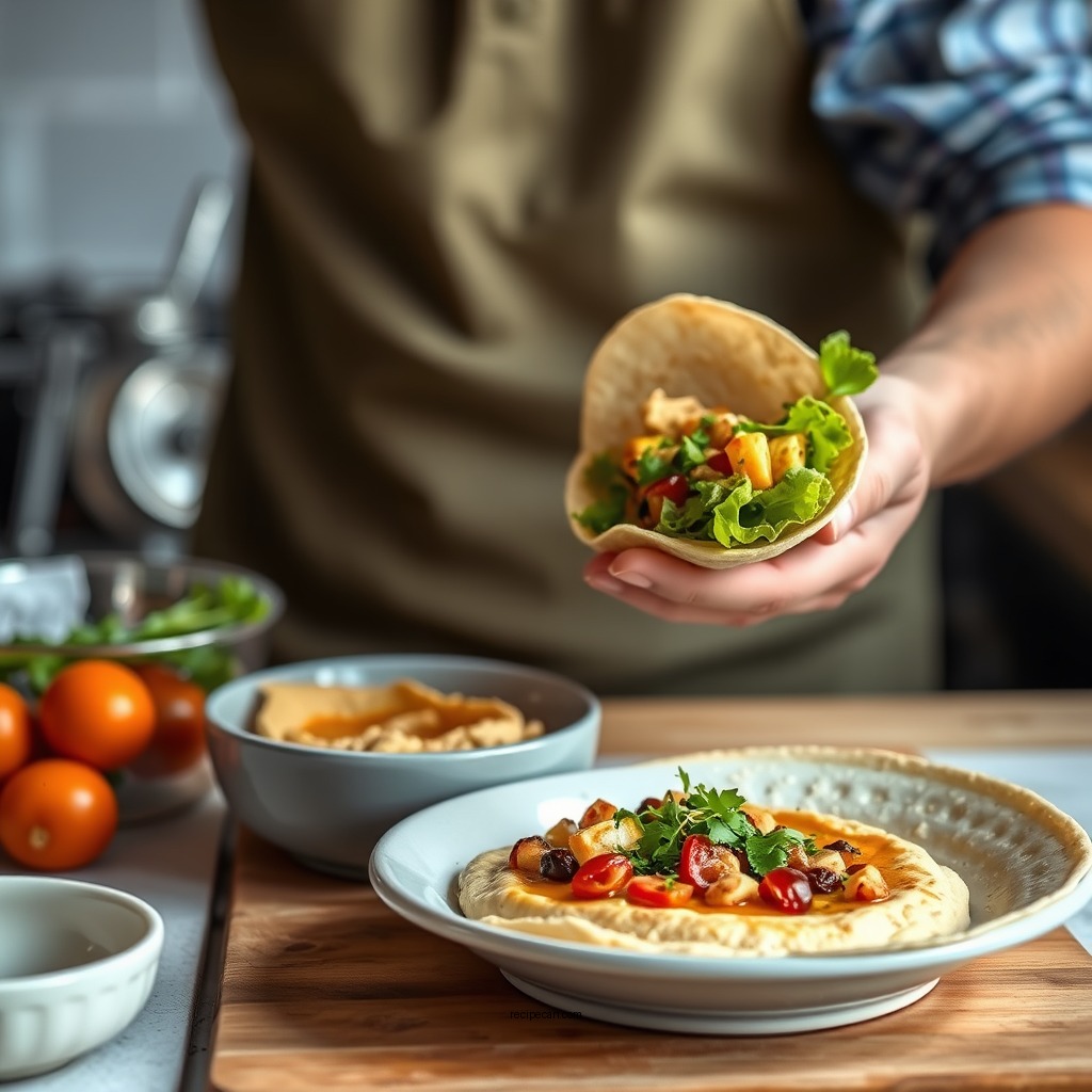 Preparing the Hummus - hummus veggie wrap recipe
