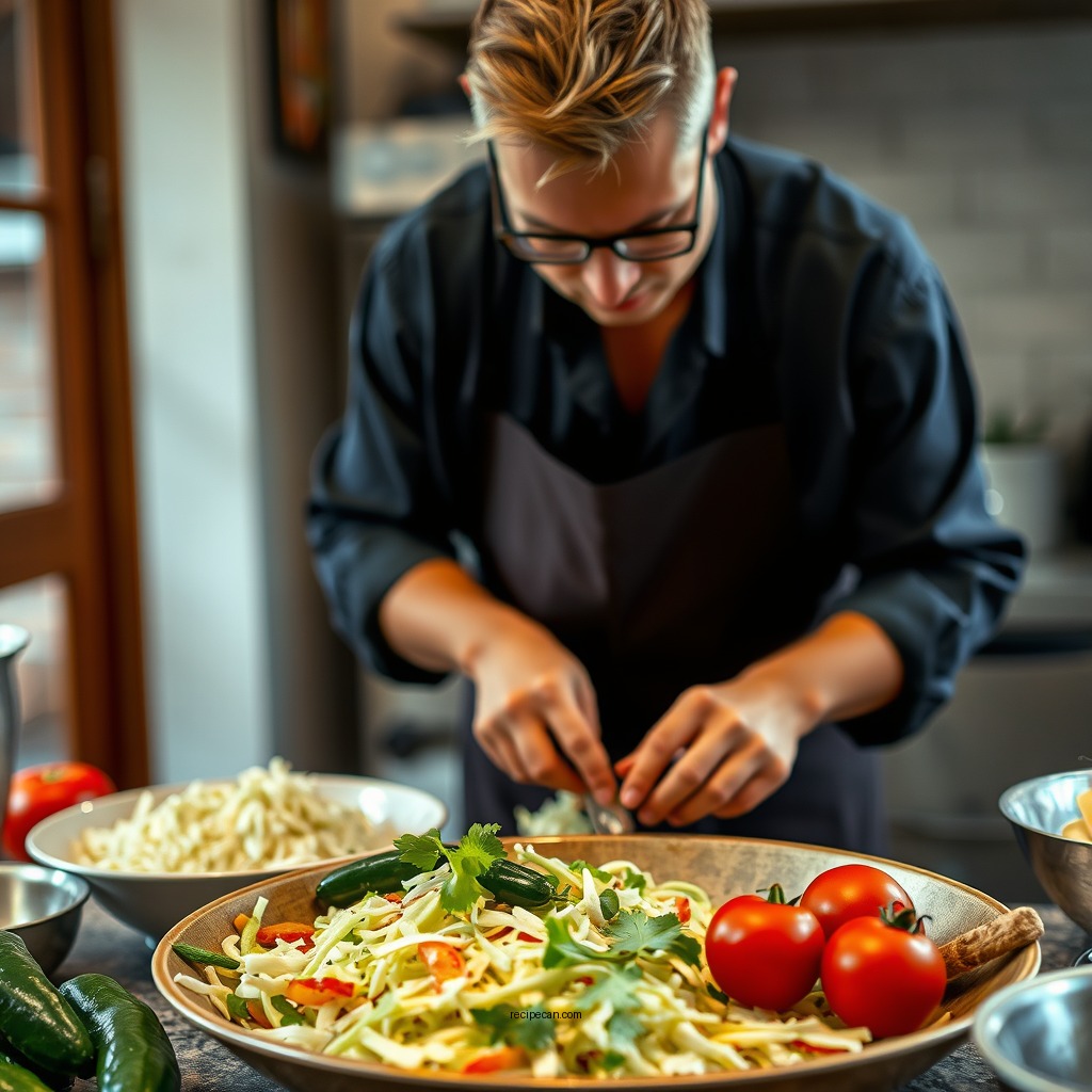 Preparing the Vegetables - jalapeno coleslaw recipe