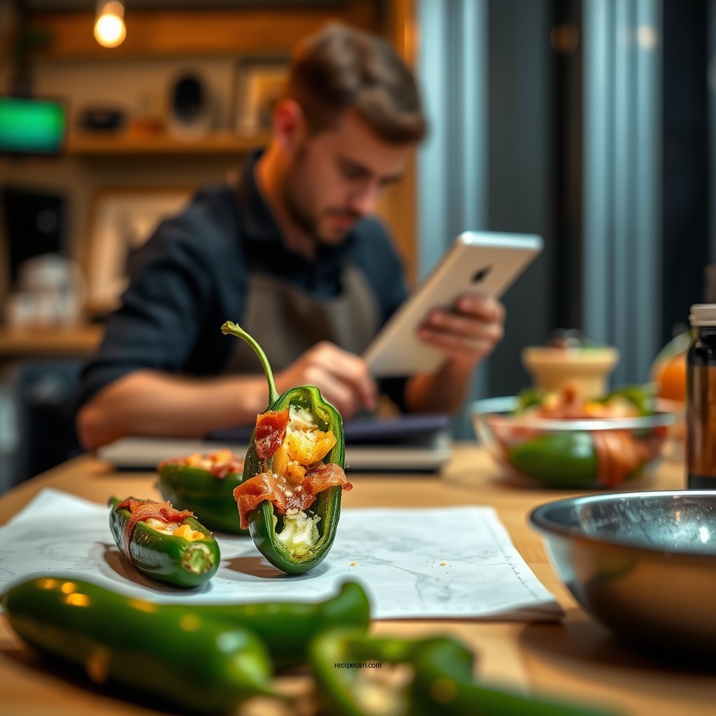 Preparing the Jalapenos - jalapeno poppers recipe bacon wrapped