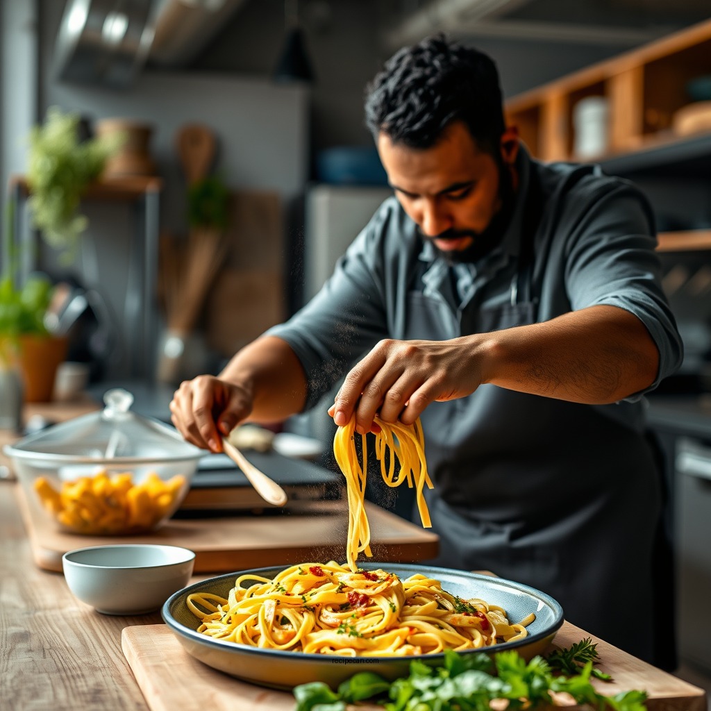 Preparing the Pasta - jamaican pasta salad recipe