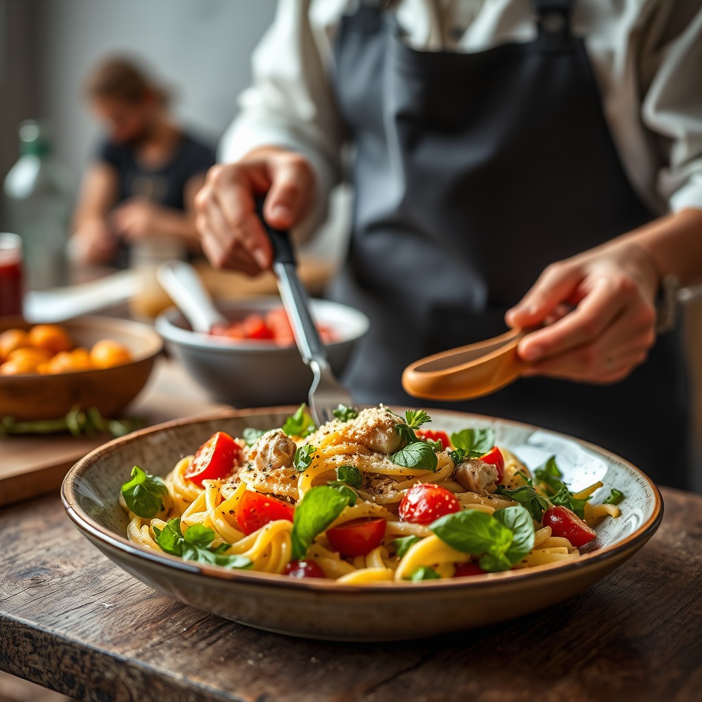 Preparing the Base - keto pasta salad recipe
