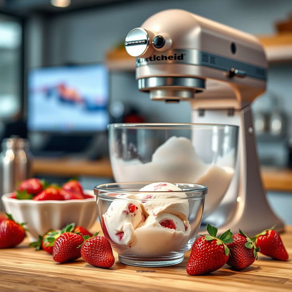Making the Ice Cream Base - kitchenaid strawberry ice cream recipe