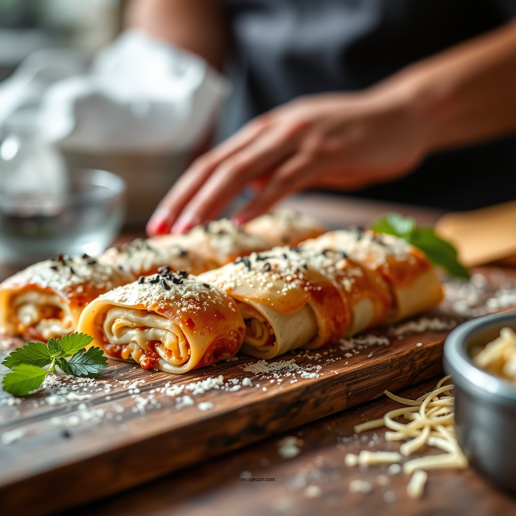 Making the Cheese Filling - lasagna rolls recipe
