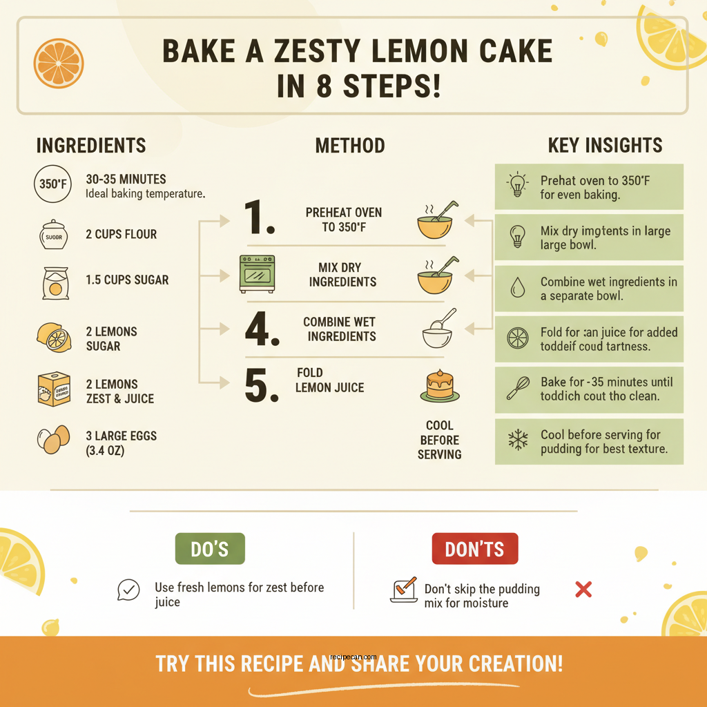 lemon cake recipe with lemon pudding - Data Infographic and Statistics
