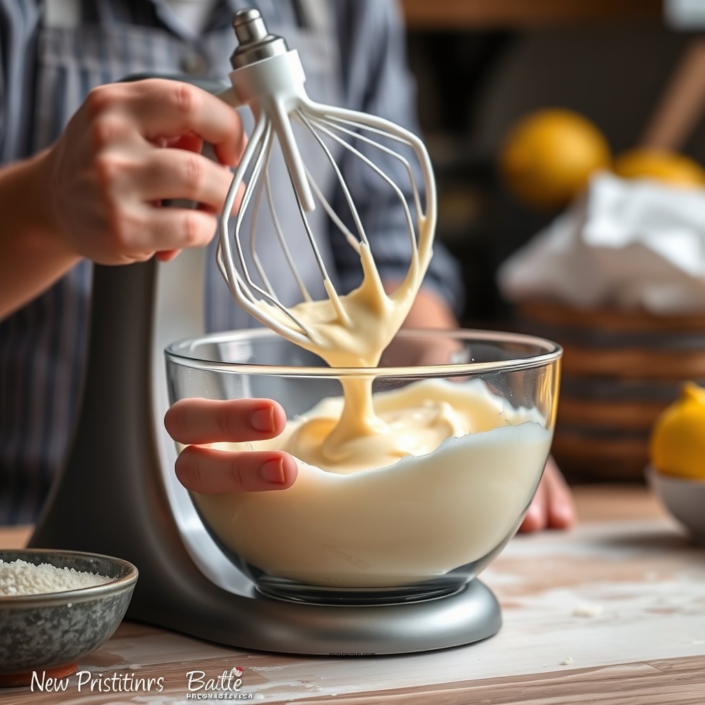 Mixing the Batter - lemon pudding pound cake recipe from scratch