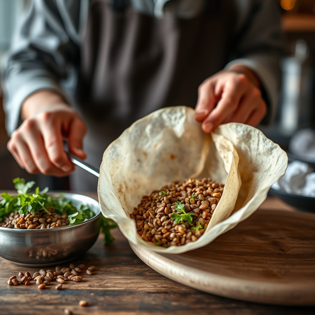 Preparing the Lentils - lentil wraps recipe